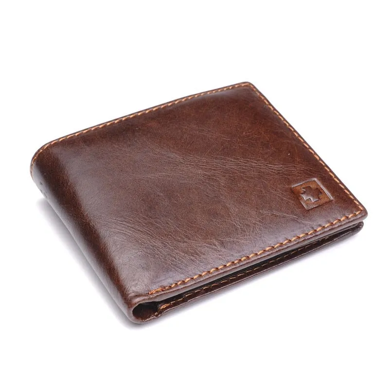 100% Genuine Leather Wallet Men New Brand Purses for men Black Brown Bifold Wallet RFID Blocking Wallets With Gift Box MRF7