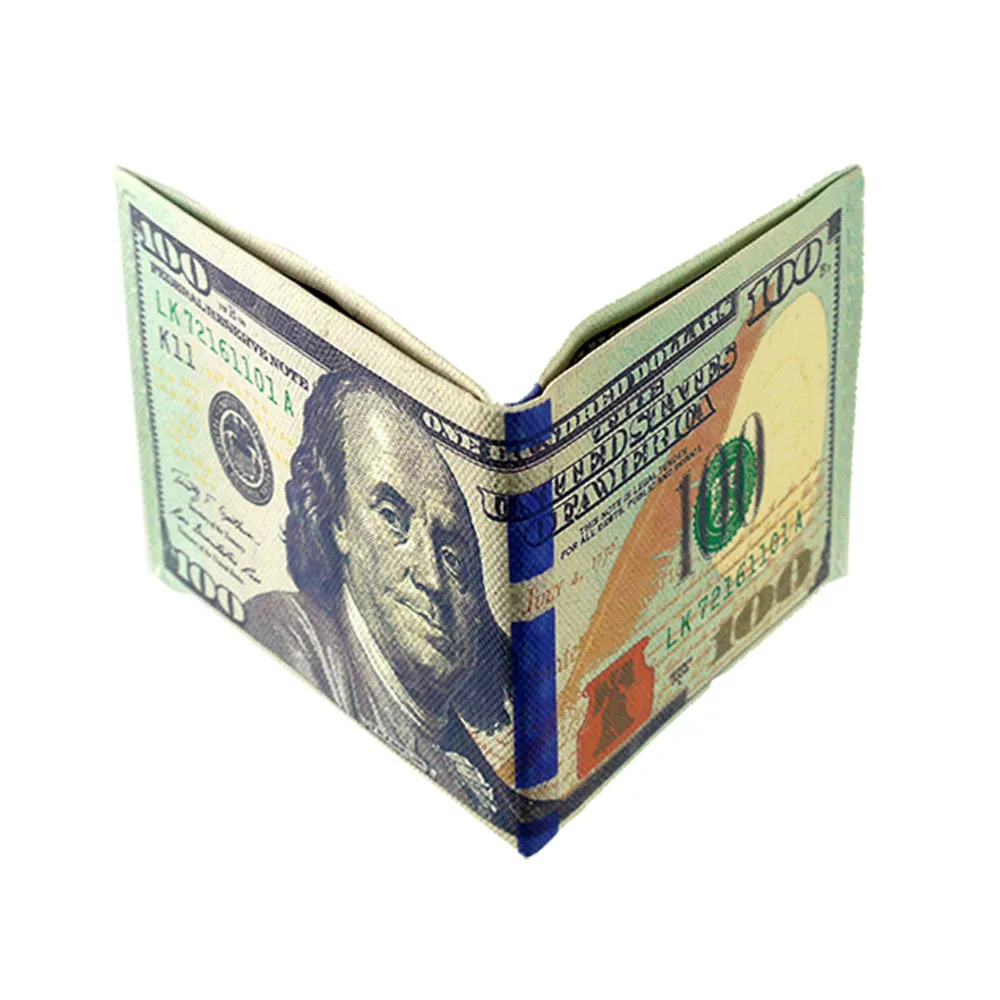 3 Pc Bifold Money Print Wallet Benjamin Franklin 100 Hundred Dollar Bill Canvas