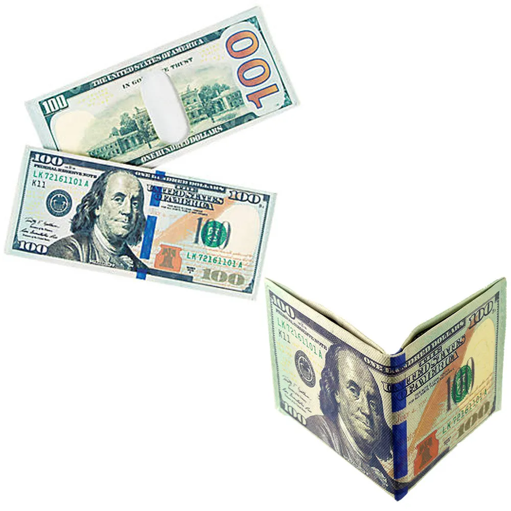 3 Pc Bifold Money Print Wallet Benjamin Franklin 100 Hundred Dollar Bill Canvas