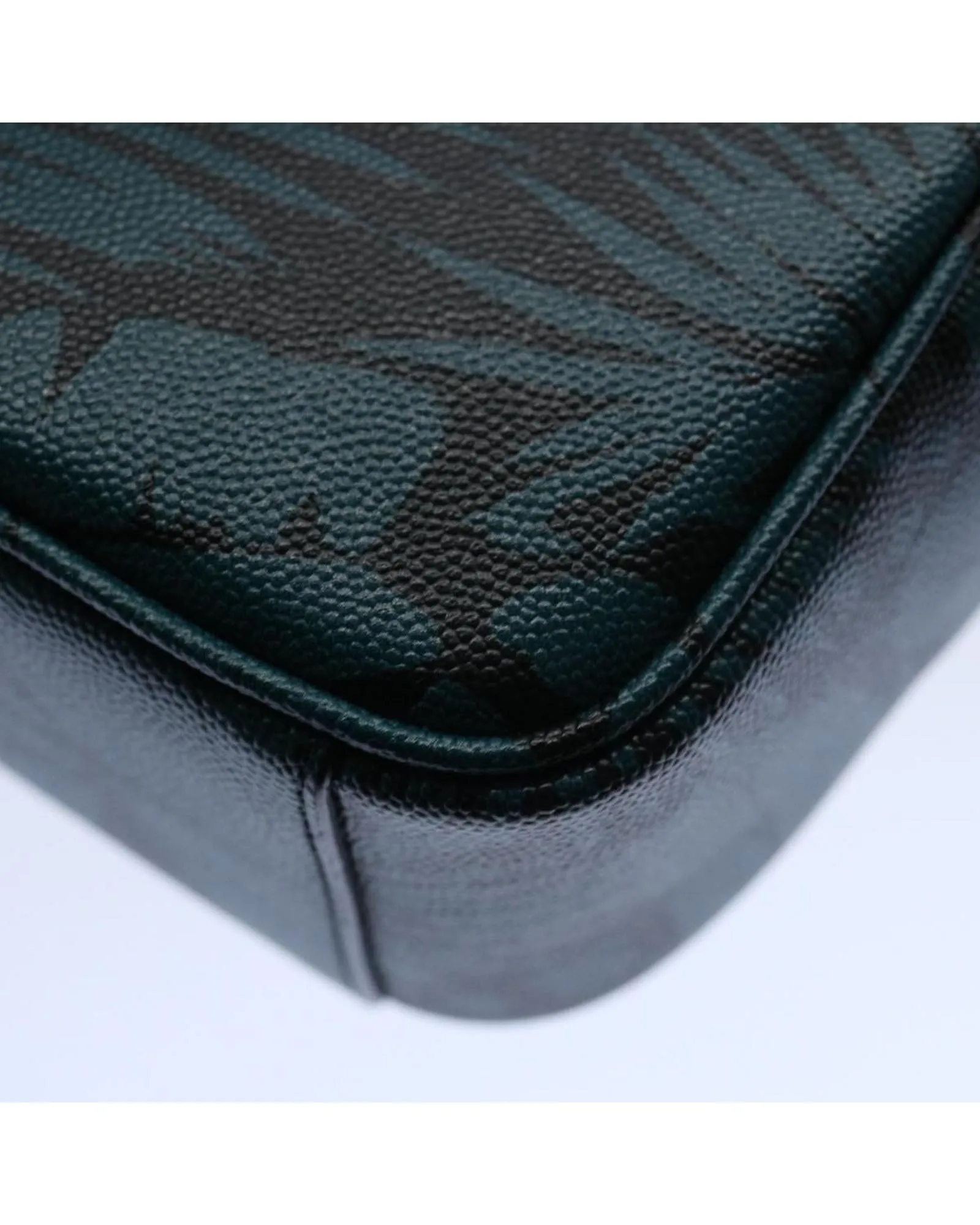 Botanical Leather Pouch in Blue