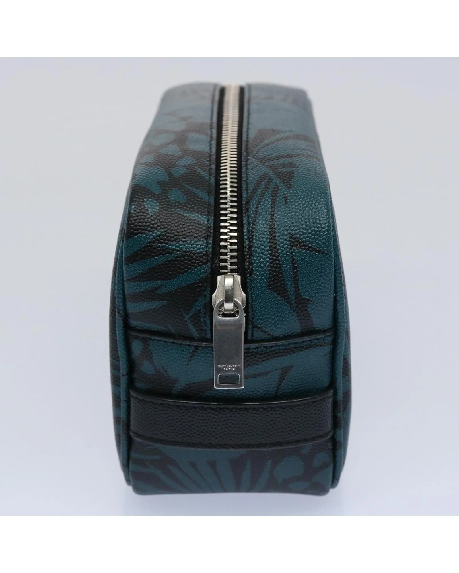 Botanical Leather Pouch in Blue