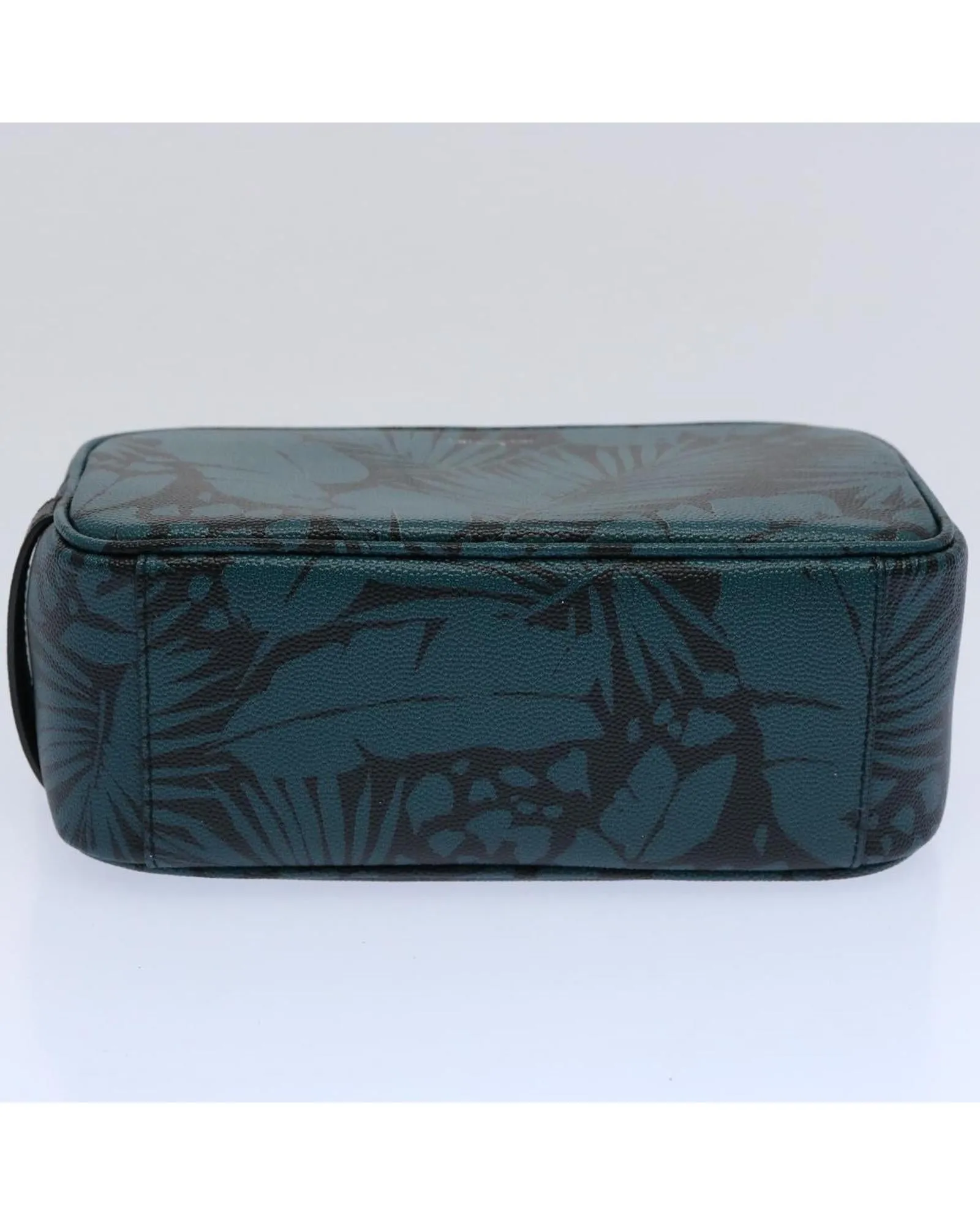 Botanical Leather Pouch in Blue