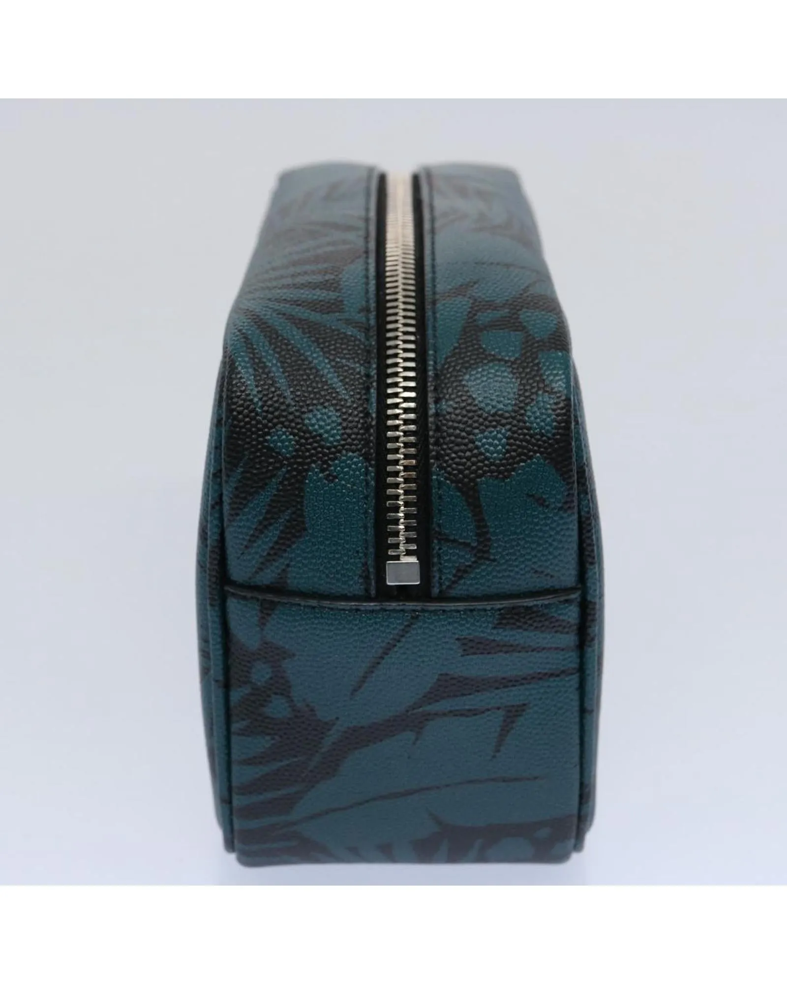 Botanical Leather Pouch in Blue