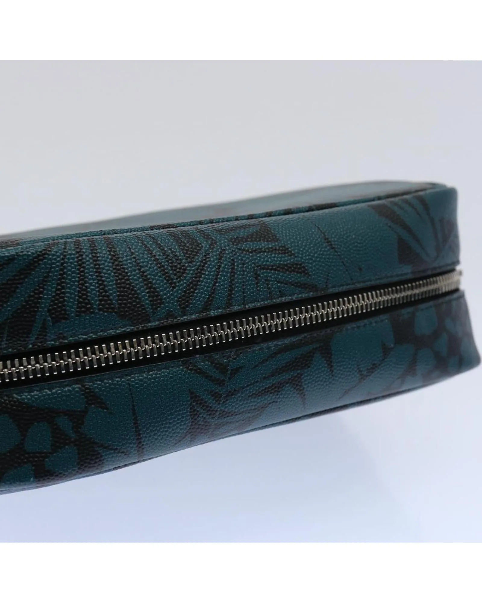 Botanical Leather Pouch in Blue