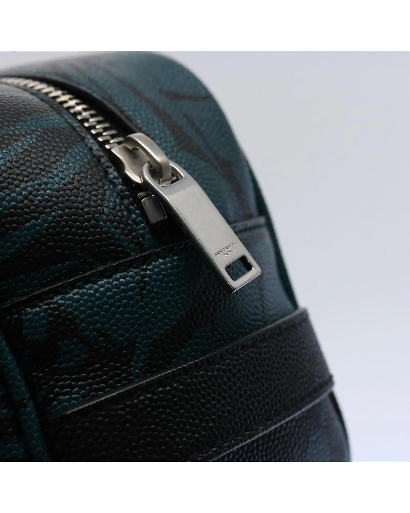 Botanical Leather Pouch in Blue