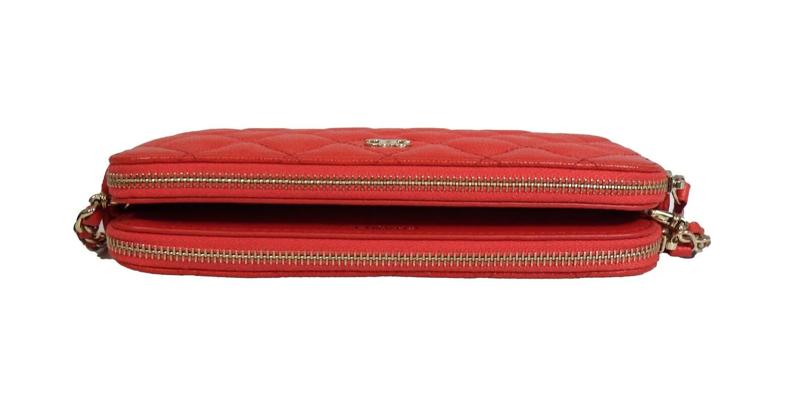 Chanel - New w/ Tags - 19 Red Leather Double Zip Wallet On Chain - WOC Crossbody