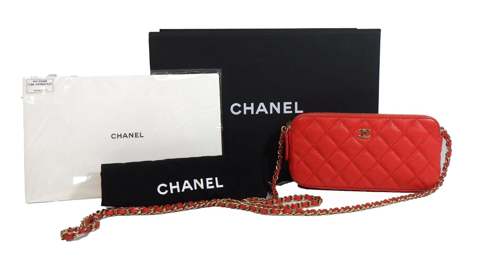 Chanel - New w/ Tags - 19 Red Leather Double Zip Wallet On Chain - WOC Crossbody