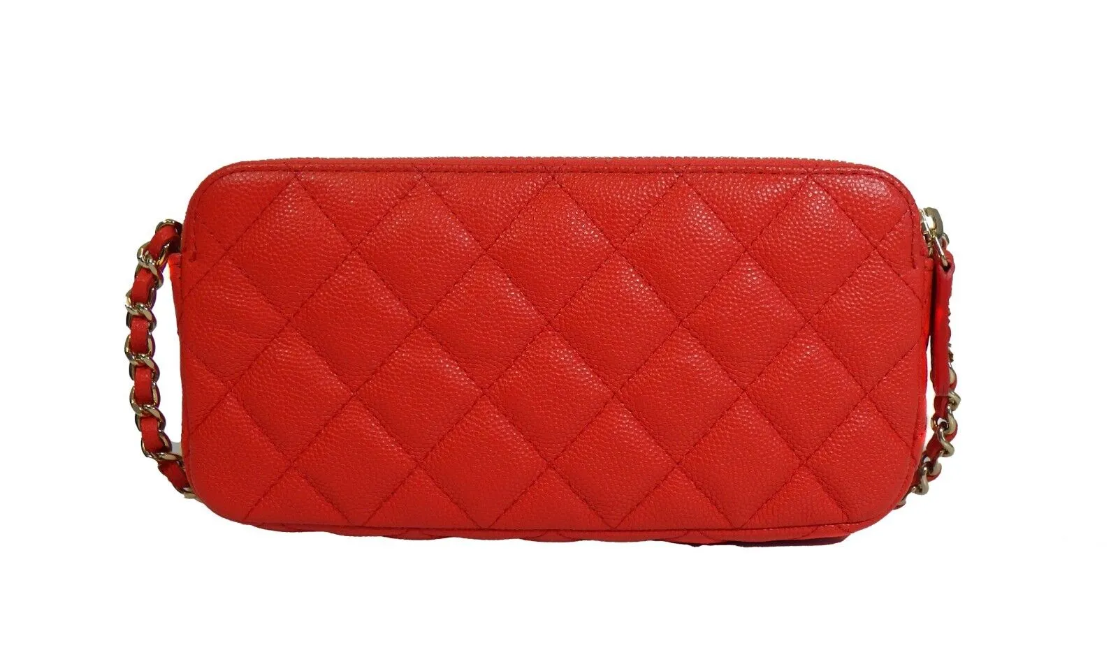 Chanel - New w/ Tags - 19 Red Leather Double Zip Wallet On Chain - WOC Crossbody
