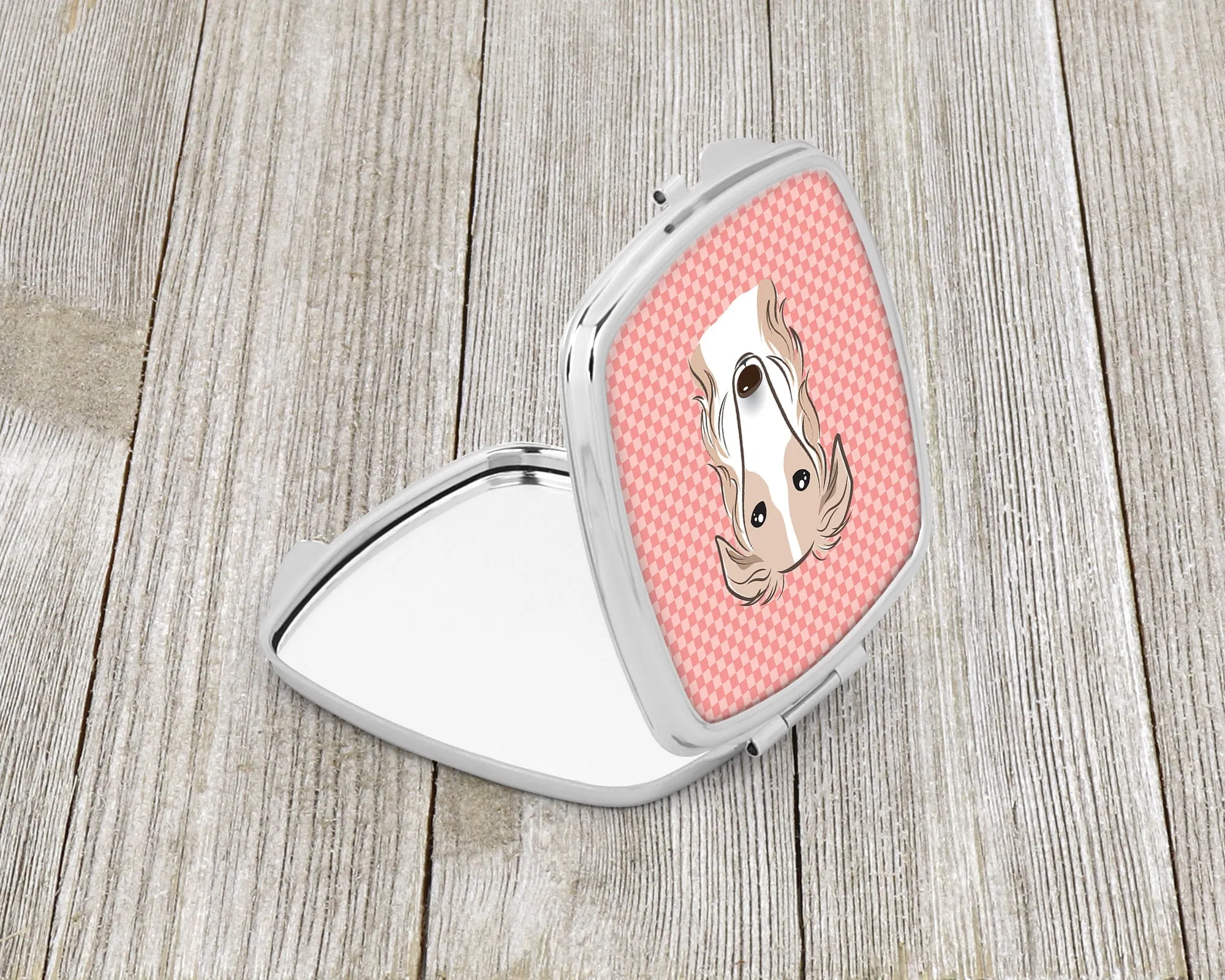 Checkerboard Pink Borzoi Compact Mirror BB1228SCM by Caroline's Treasures