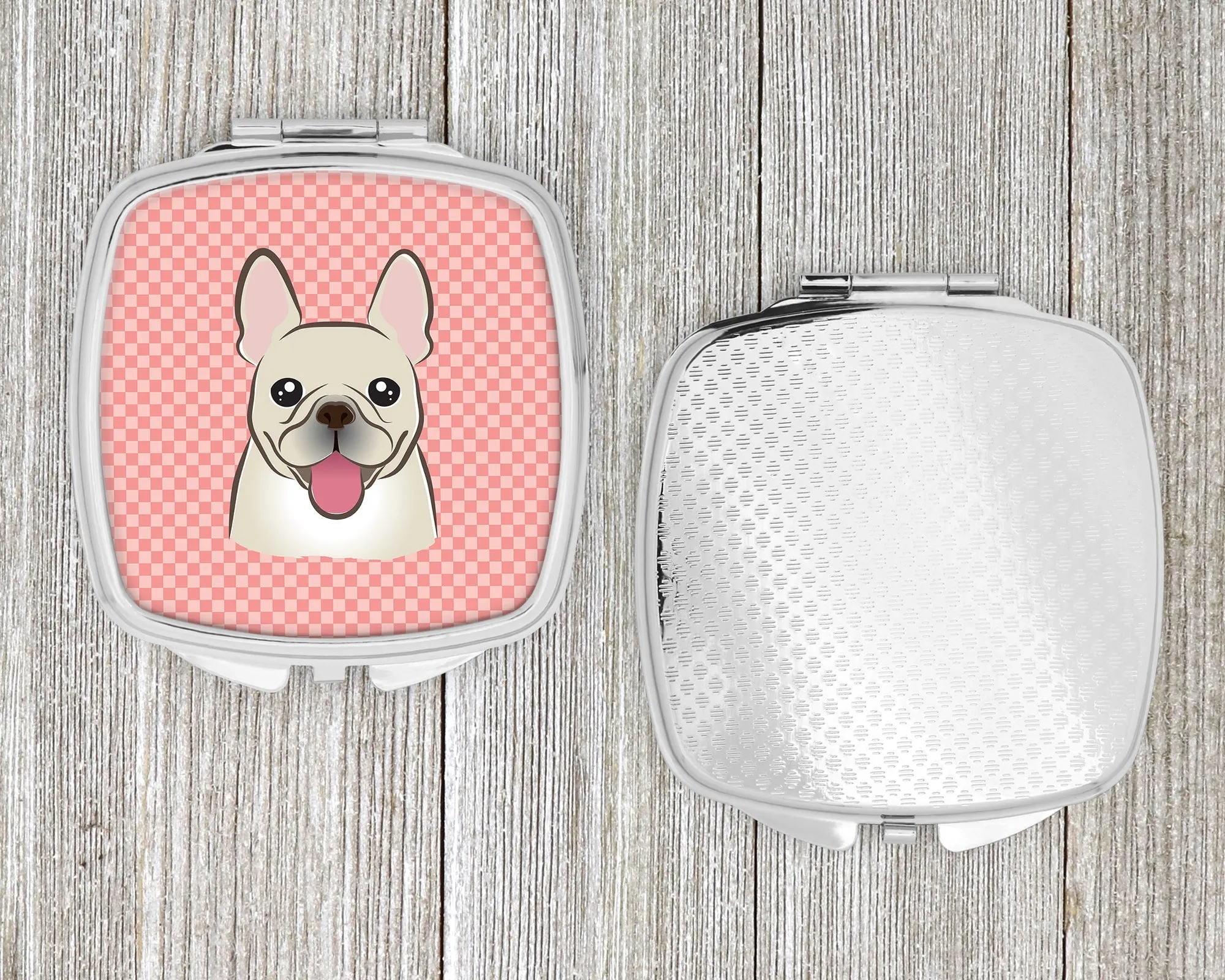 Checkerboard Pink French Bulldog Compact Mirror BB1238SCM by Caroline's Treasures