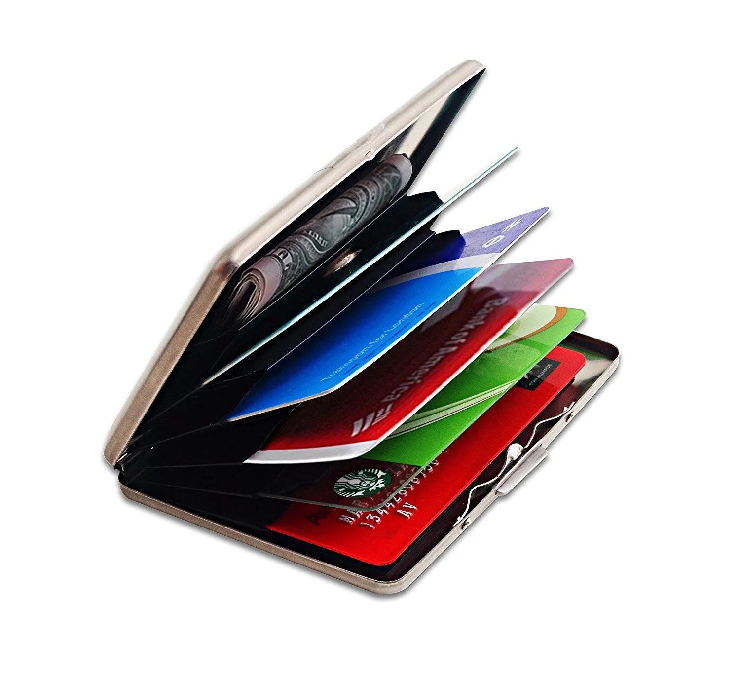 Credit Card Case with RFID Technology - Latest Curved Design Brushed Stainless S
