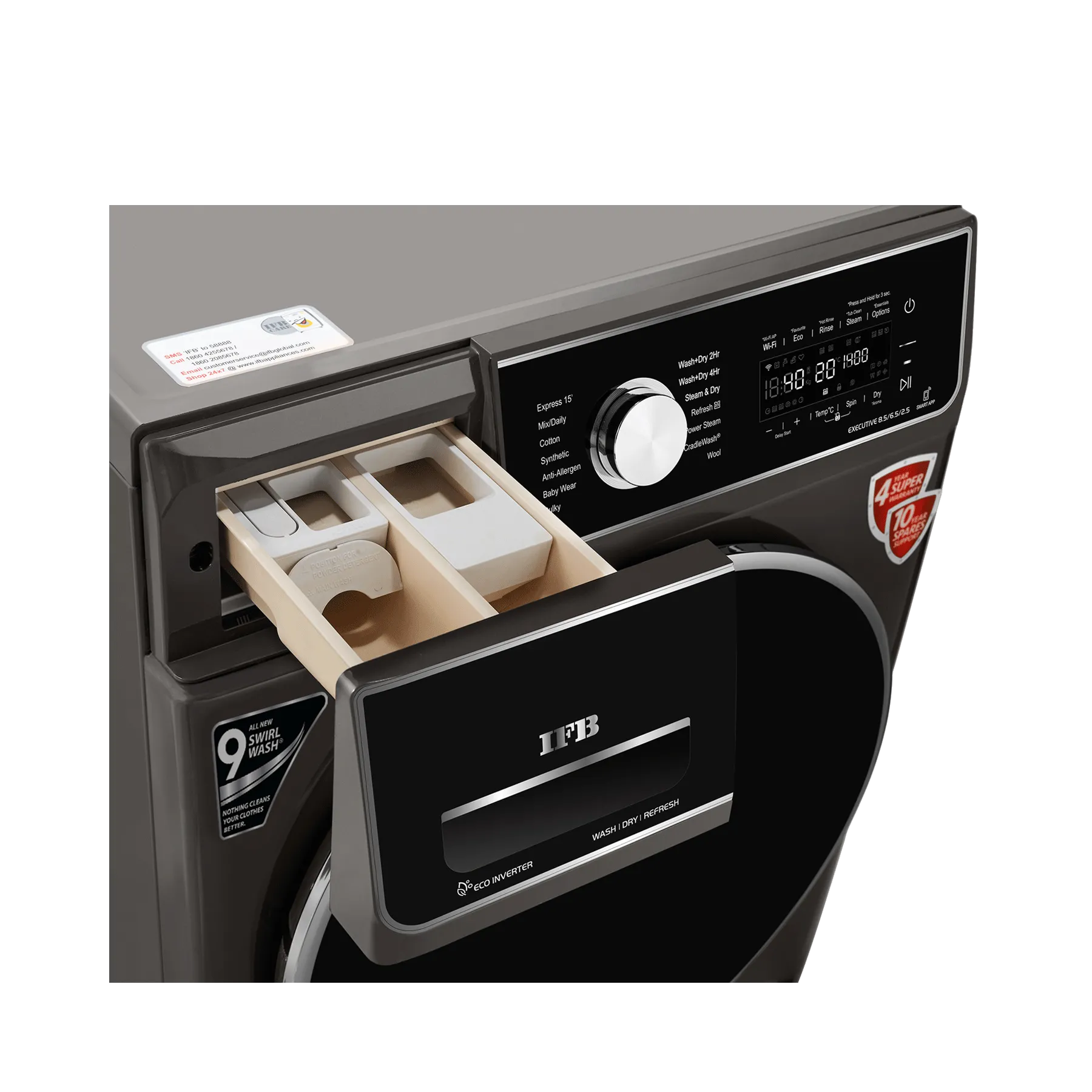 IFB Washer Dryer Executive ZXM 8.5/6.5kg 5 Star Inverter Fully-Automatic Front Loading Washing Machine