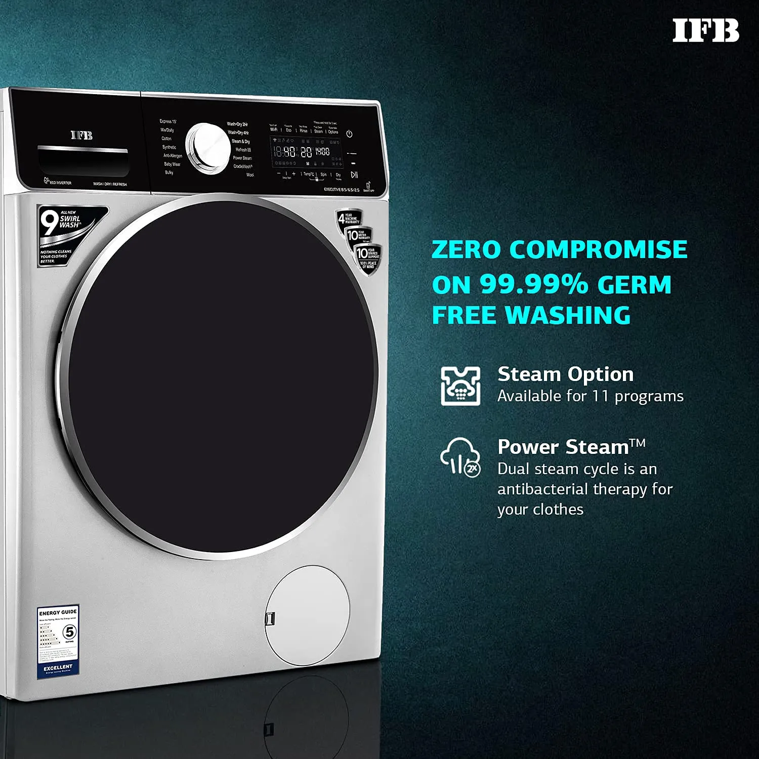 IFB Washer Dryer Executive ZXS 8.5/6.5kg 5 Star Inverter Fully-Automatic