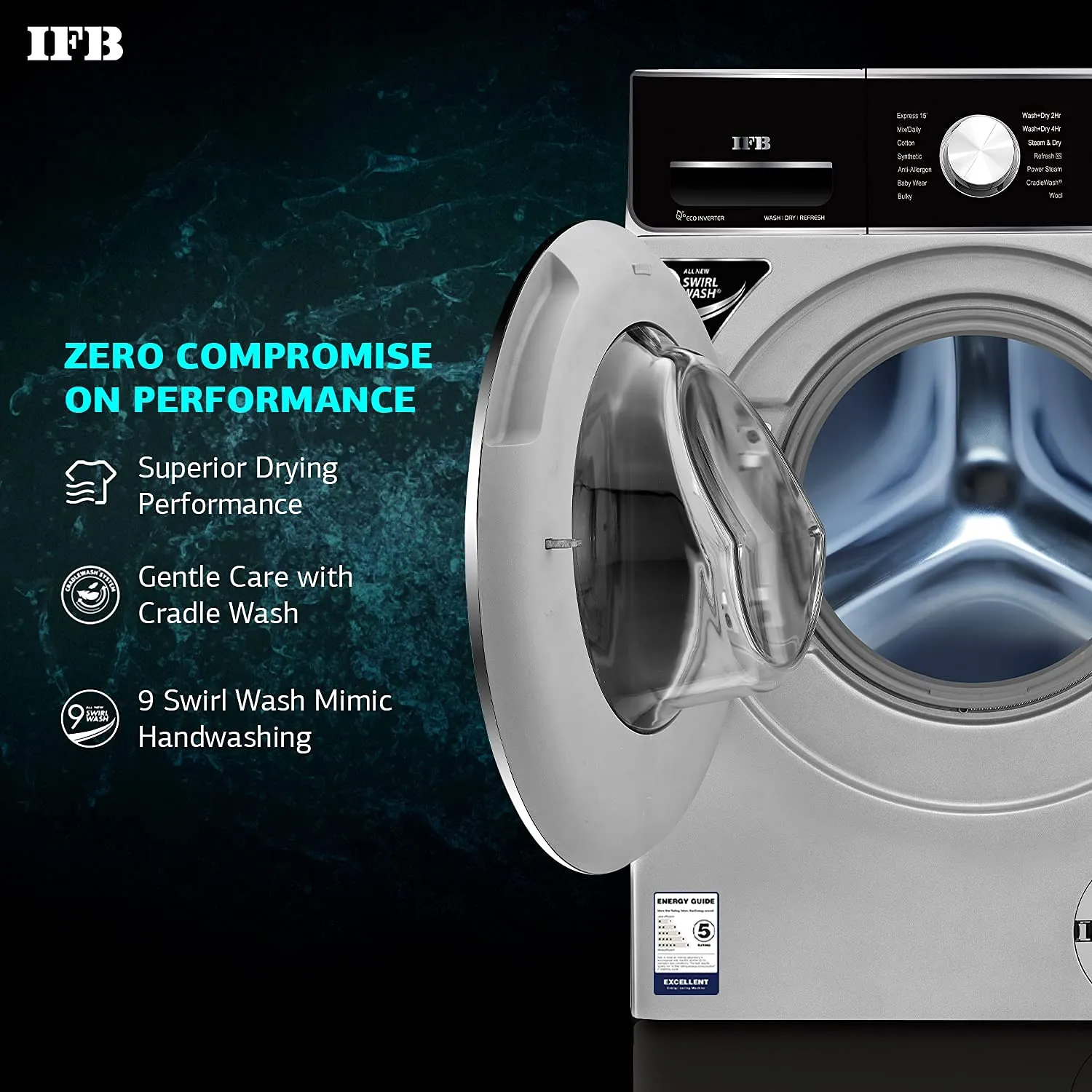 IFB Washer Dryer Executive ZXS 8.5/6.5kg 5 Star Inverter Fully-Automatic