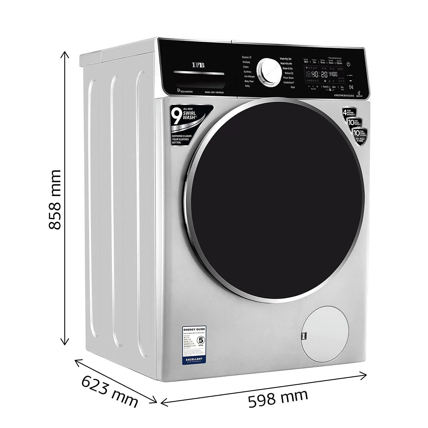 IFB Washer Dryer Executive ZXS 8.5/6.5kg 5 Star Inverter Fully-Automatic