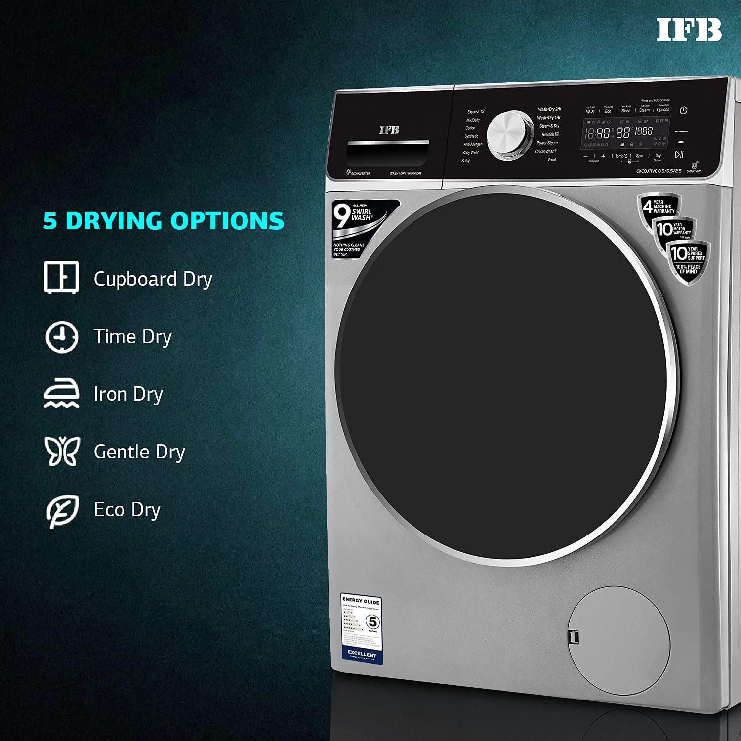 IFB Washer Dryer Executive ZXS 8.5/6.5kg 5 Star Inverter Fully-Automatic