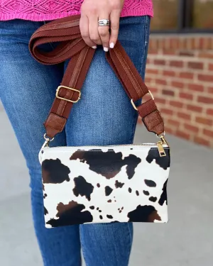 Izzy Crossbody in Cow/Brown w/ Guitar Strap