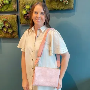 Jen & Co Izzy Diaz Woven Crossbody Handbag - Light Pink