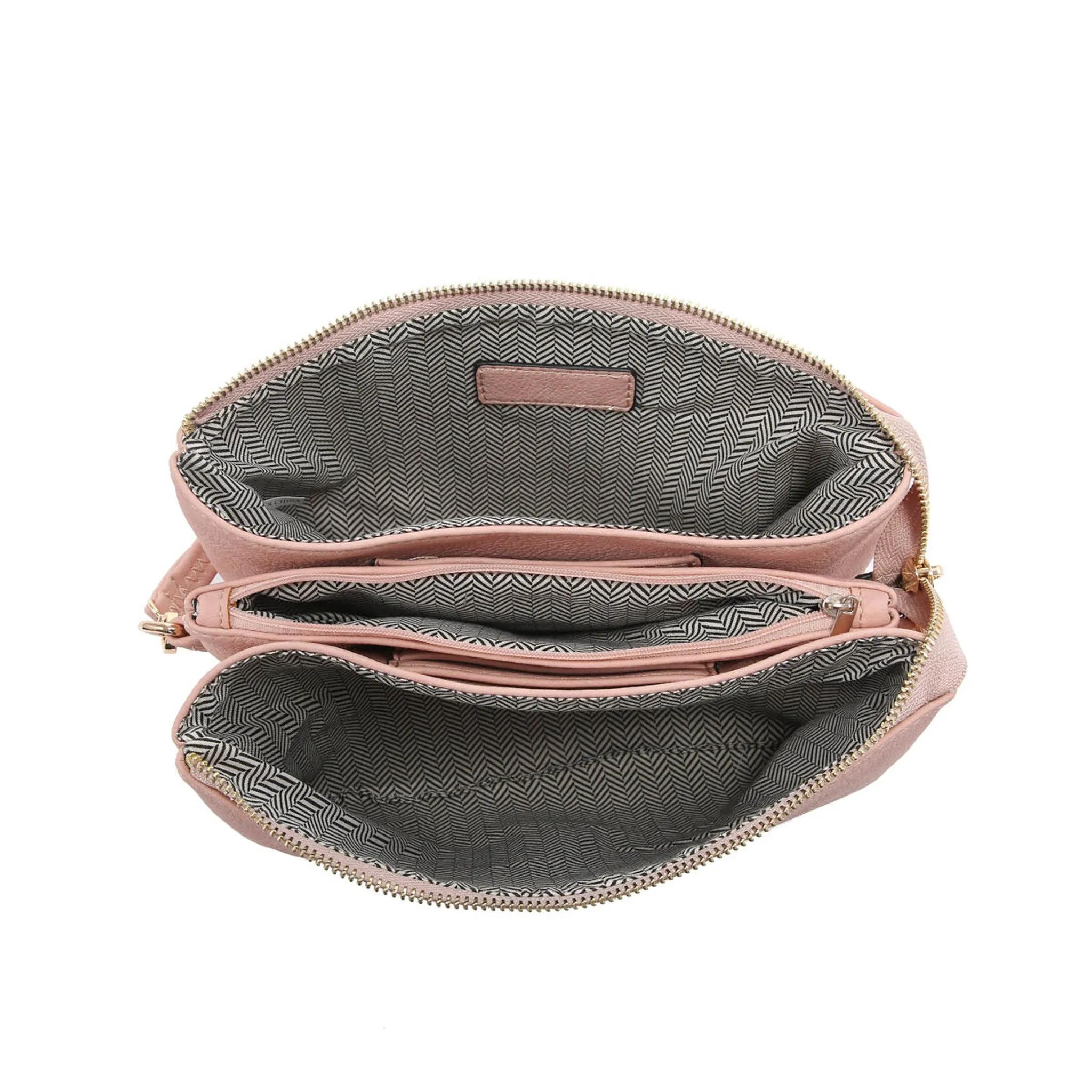 Jen & Co Izzy Tweed Crossbody With Guitar Strap In Pink