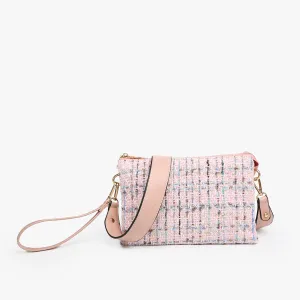 Jen & Co Izzy Tweed Crossbody With Guitar Strap In Pink