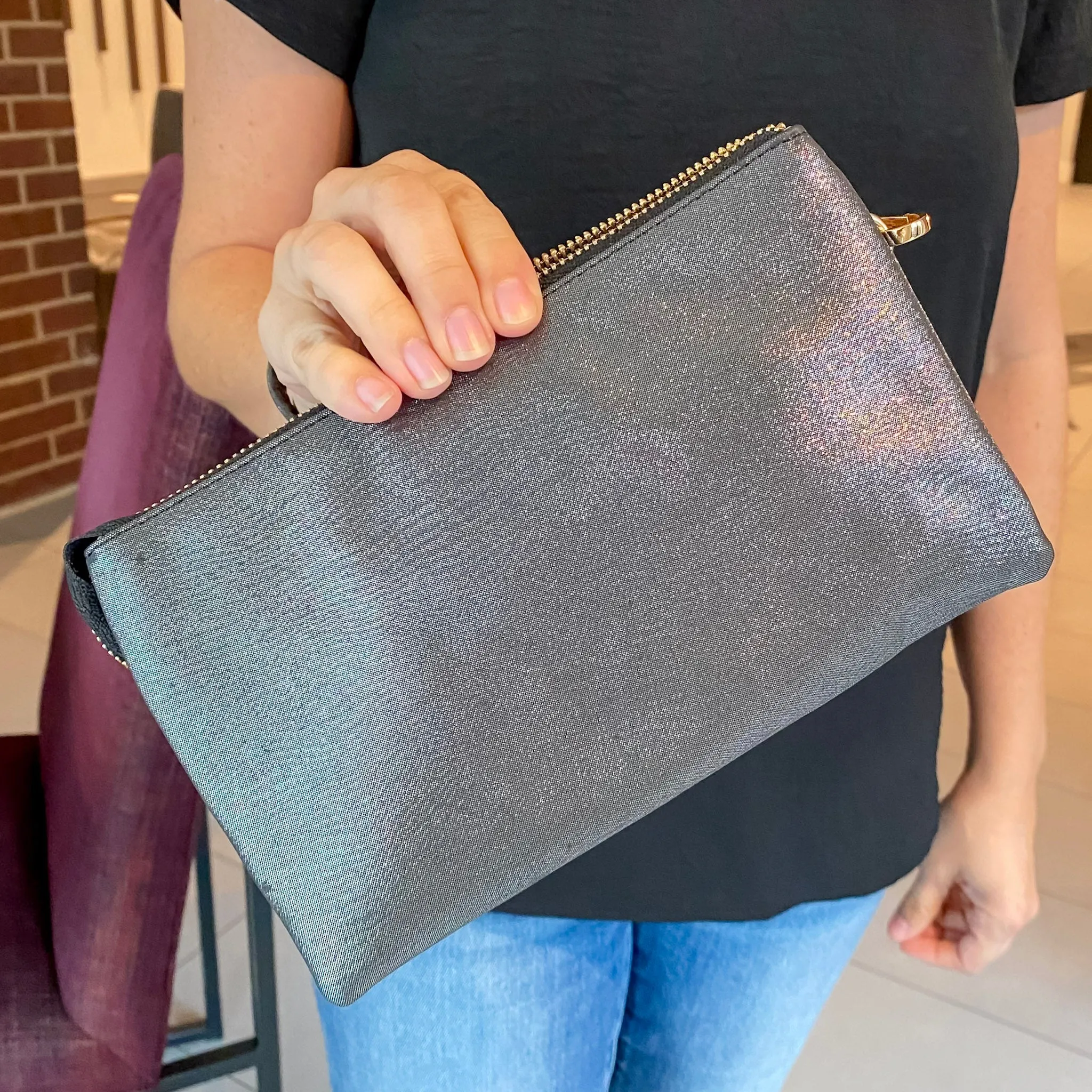 Jen & Co Riley Glitter Crossbody Handbag - Black