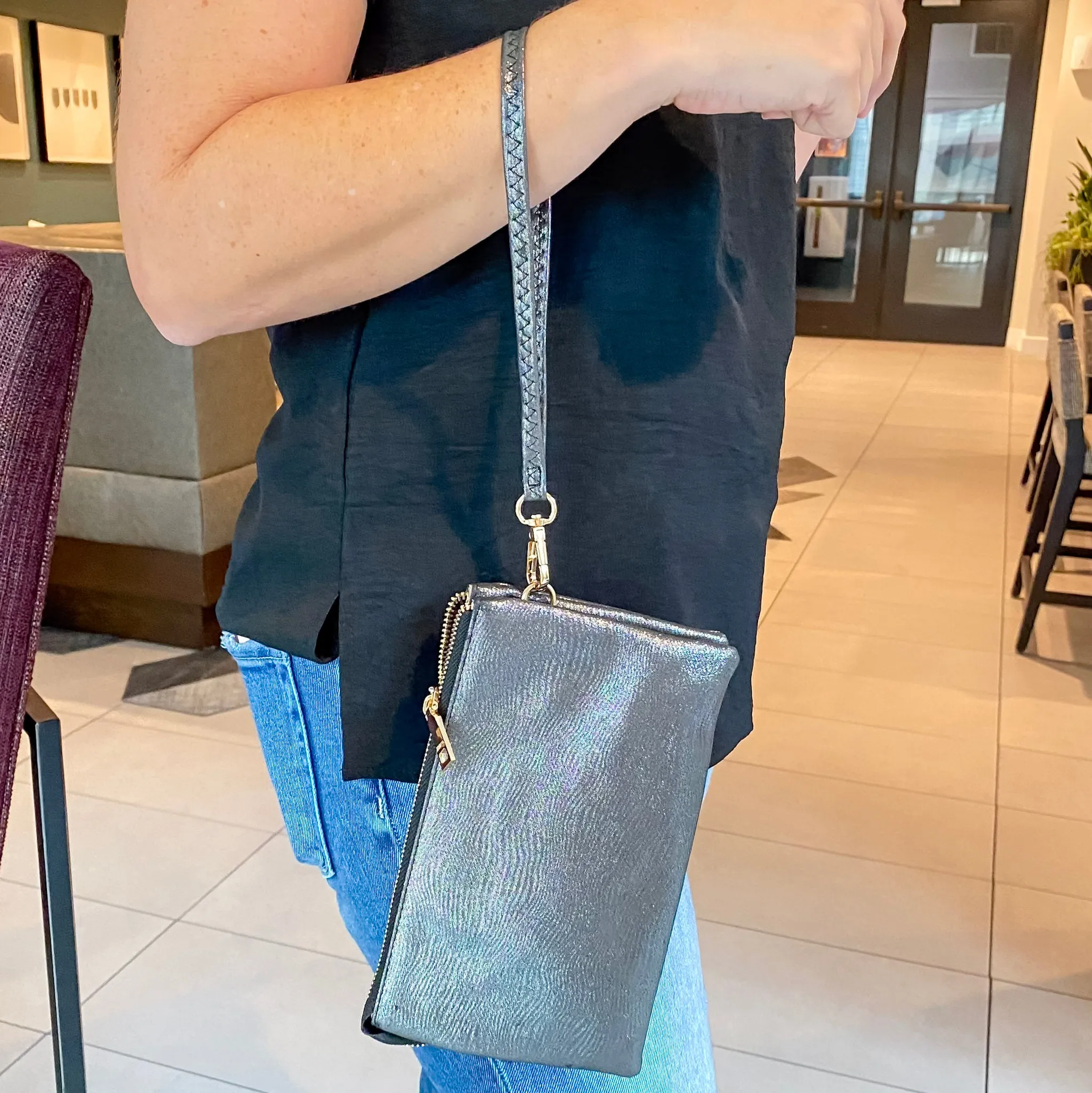 Jen & Co Riley Glitter Crossbody Handbag - Black