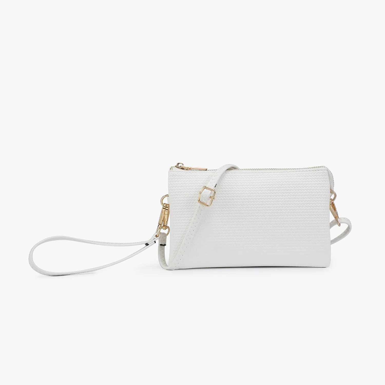 Jen & Co Riley Monogram 3 Compartment Crossbody Or Wristlet In White
