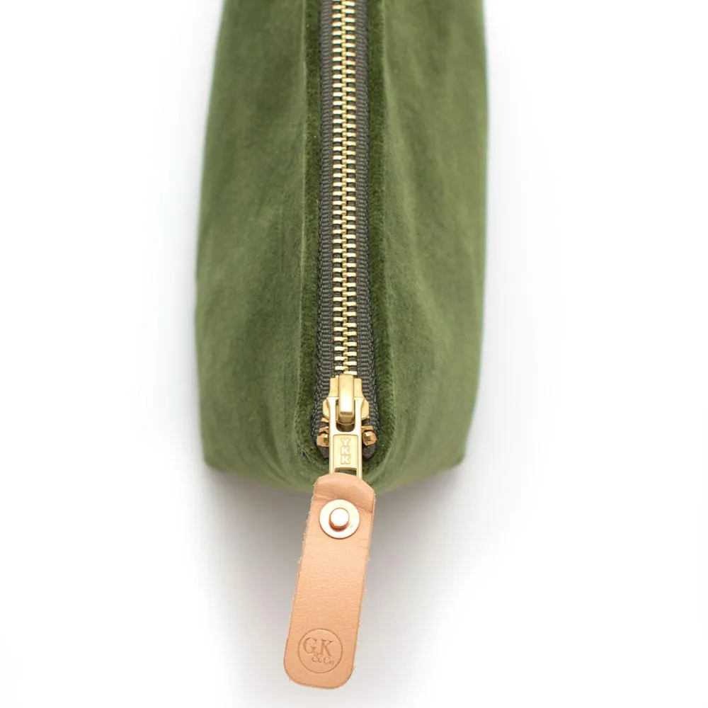 Velvet Travel Clutch-Olive